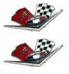 1962-1963 C1 Corvette Front Fender Cross Flags Emblems (Early 1963)